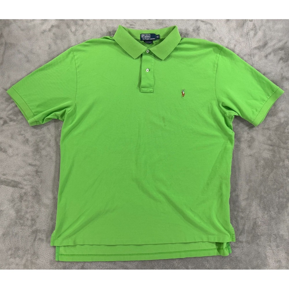 Polo Ralph Lauren Polo Shirt Mens XLT Flesh Pony Pima Cotton Golf Lime Green